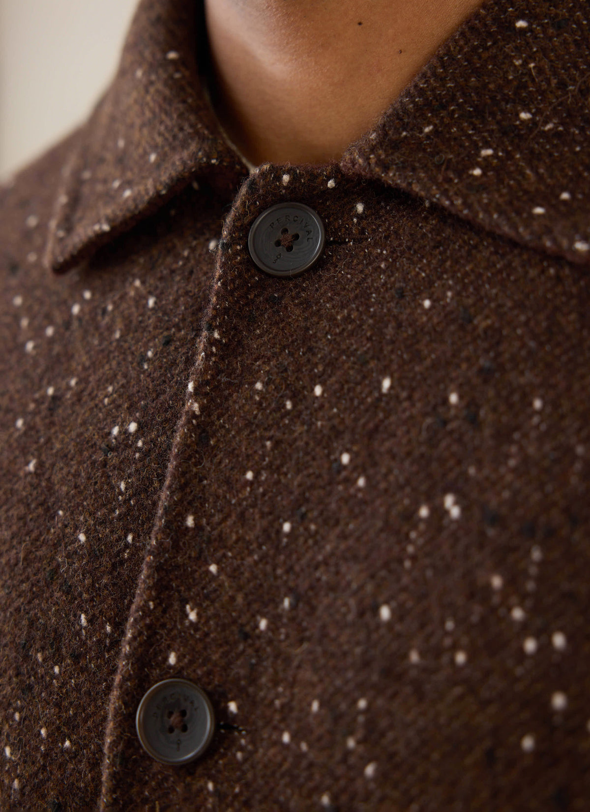 Men's Long Overcoat - Minnesota - Brown Fleck Twill - Percival | Percival Popular