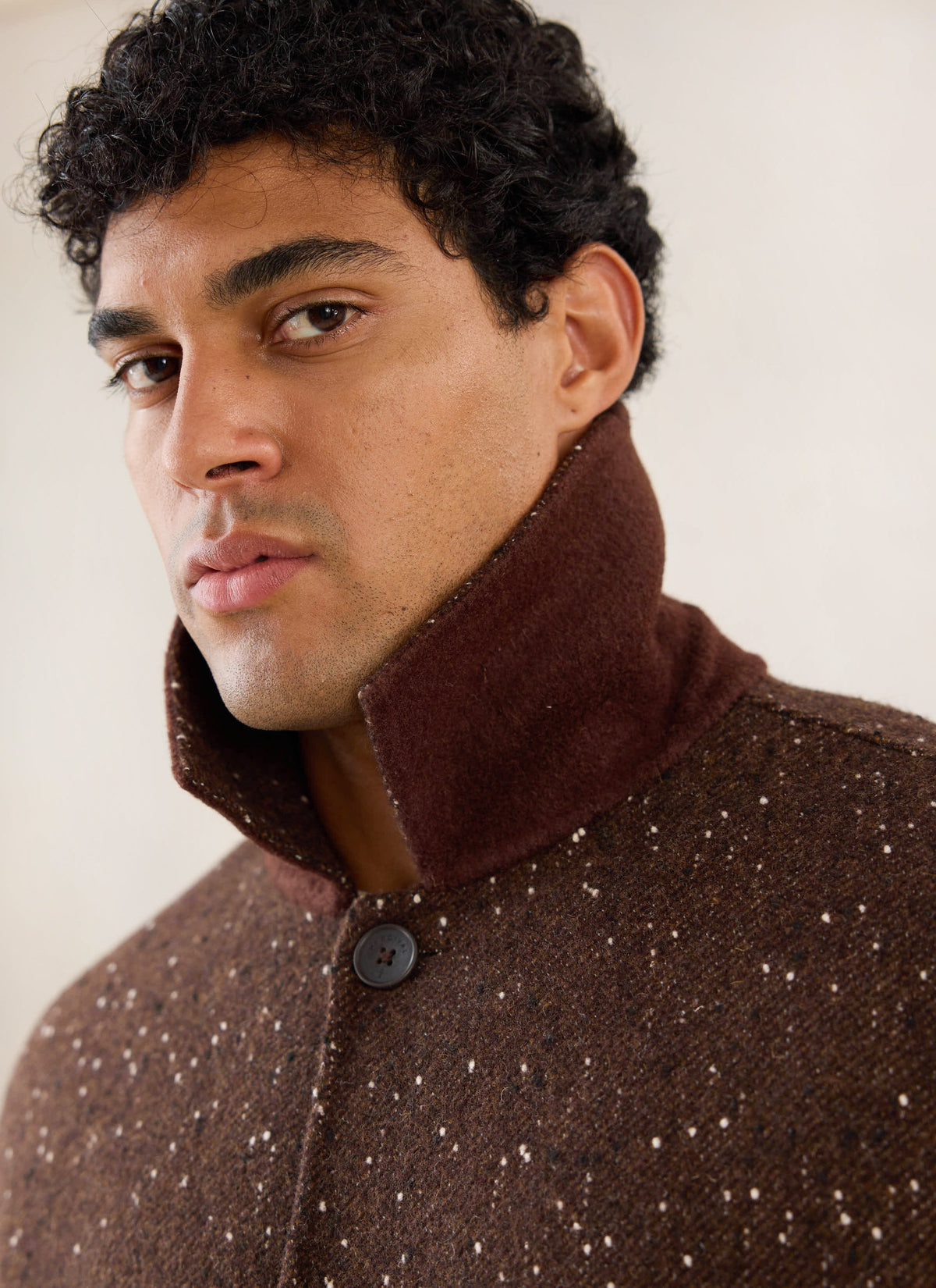 Men's Long Overcoat - Minnesota - Brown Fleck Twill - Percival | Percival Popular