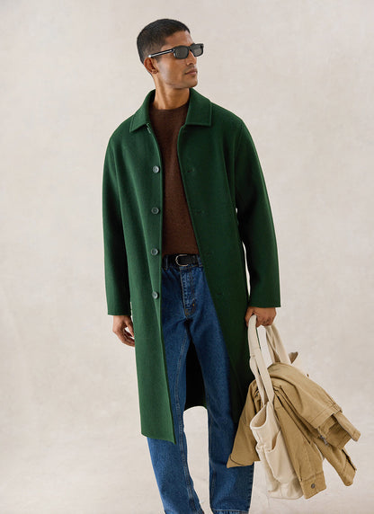 Men's Wool Minnesota Overcoat - Forest Green - Percival | Percival Latest