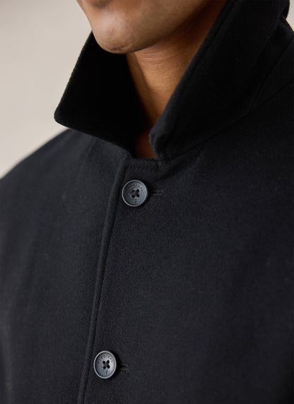Men's Peacoat - Melton Wool - Black | Percival New