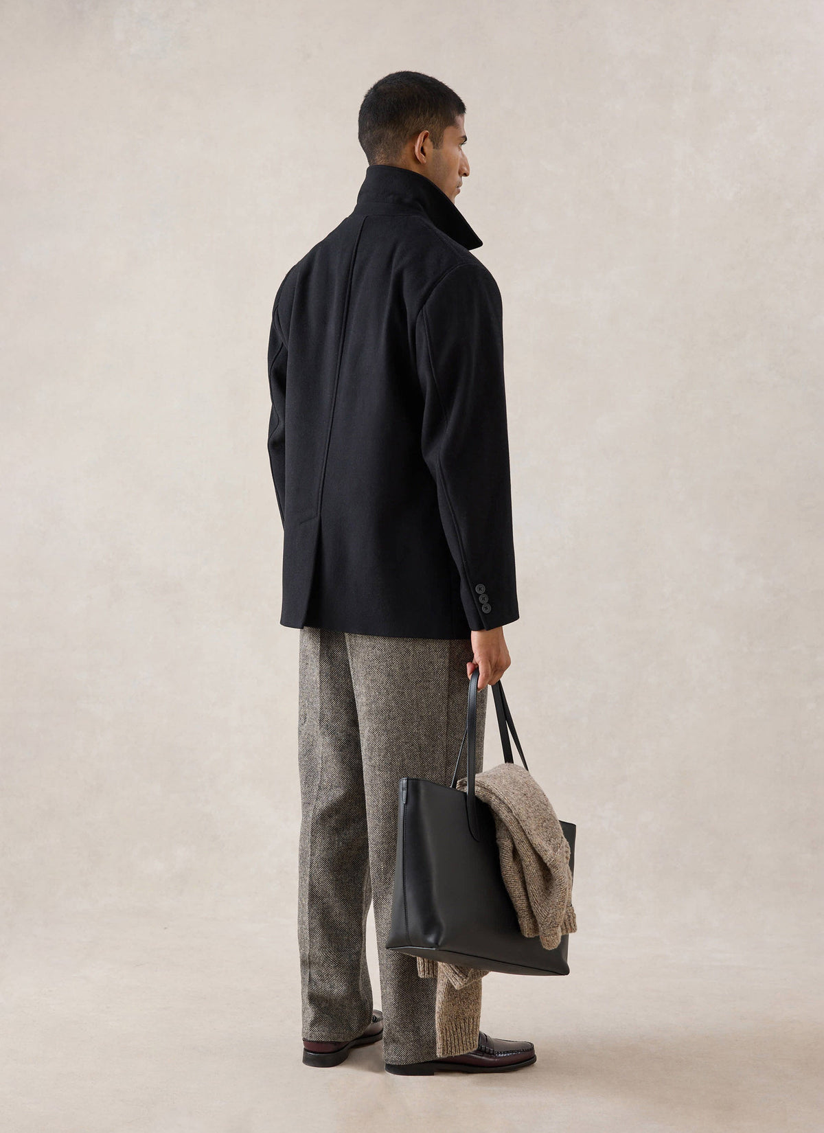 Men's Peacoat - Melton Wool - Black | Percival New