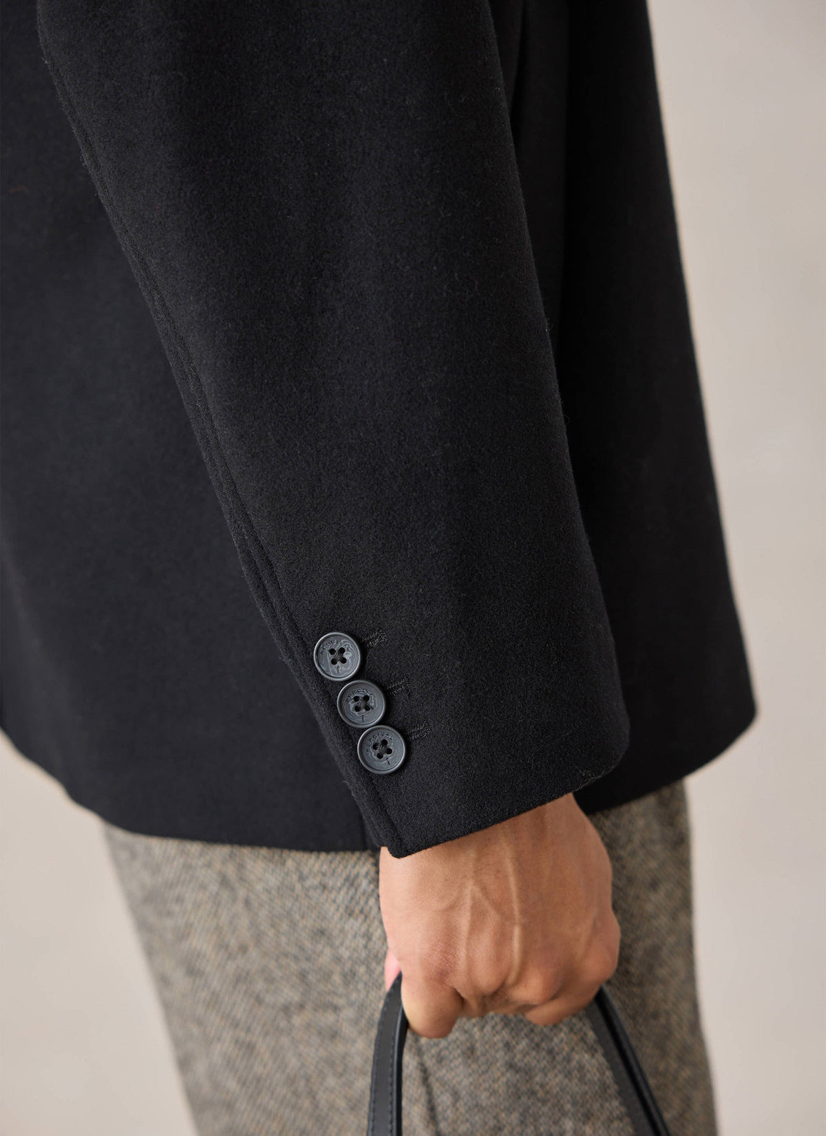 Men's Peacoat - Melton Wool - Black | Percival New