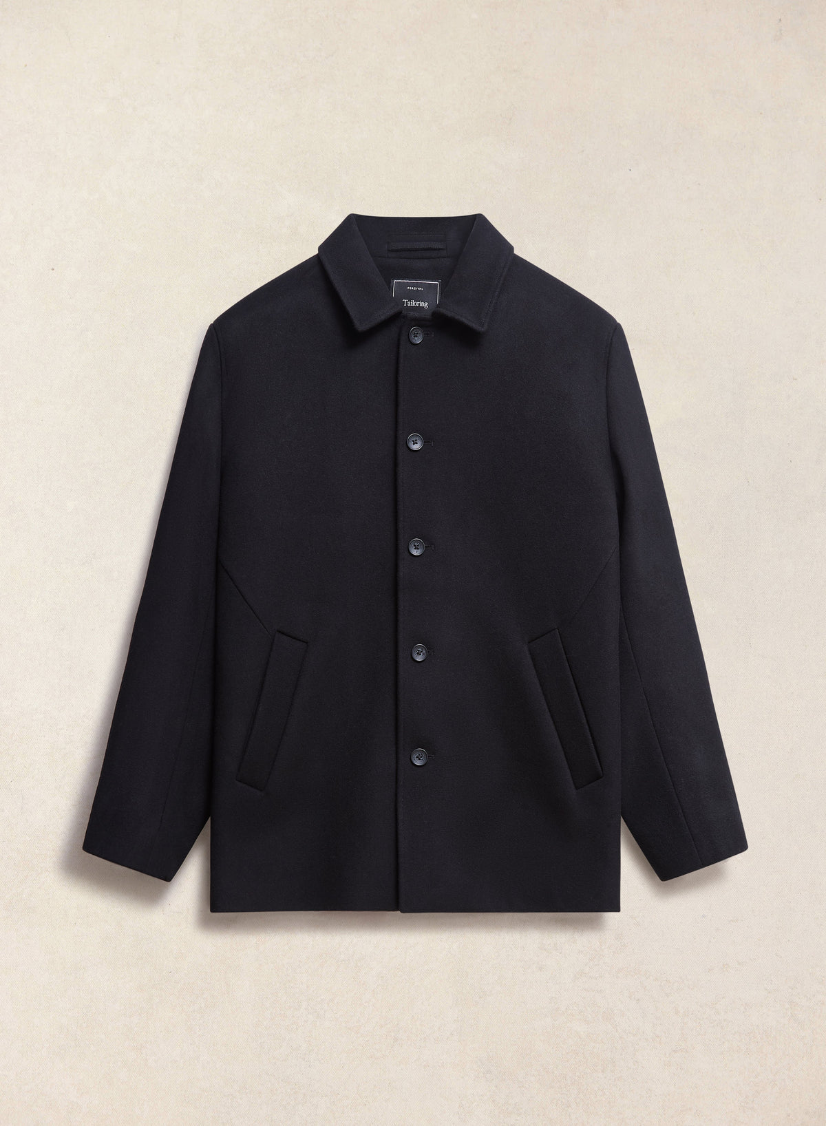 Men's Peacoat - Melton Wool - Black | Percival New