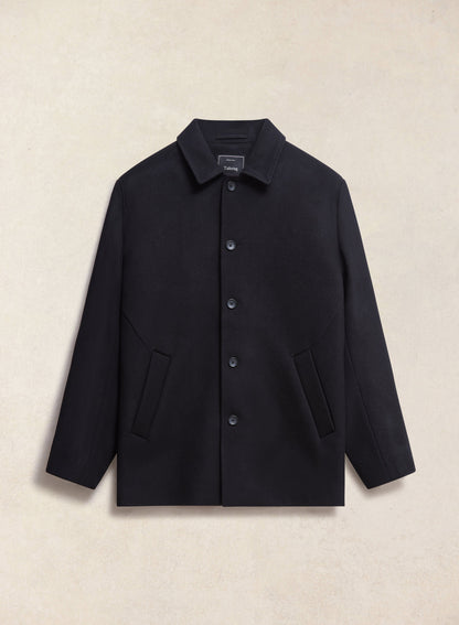 Men's Peacoat - Melton Wool - Black | Percival New