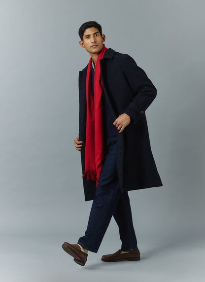Men’s Car Coat - Wool Overcoat - Navy Blue | Percival Trending