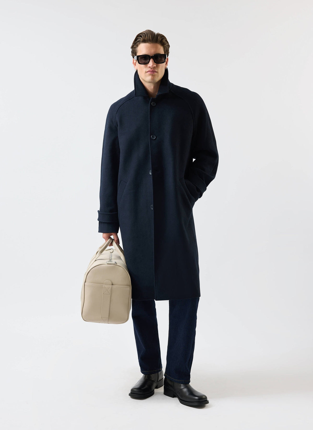 Men’s Car Coat - Wool Overcoat - Navy Blue | Percival Trending