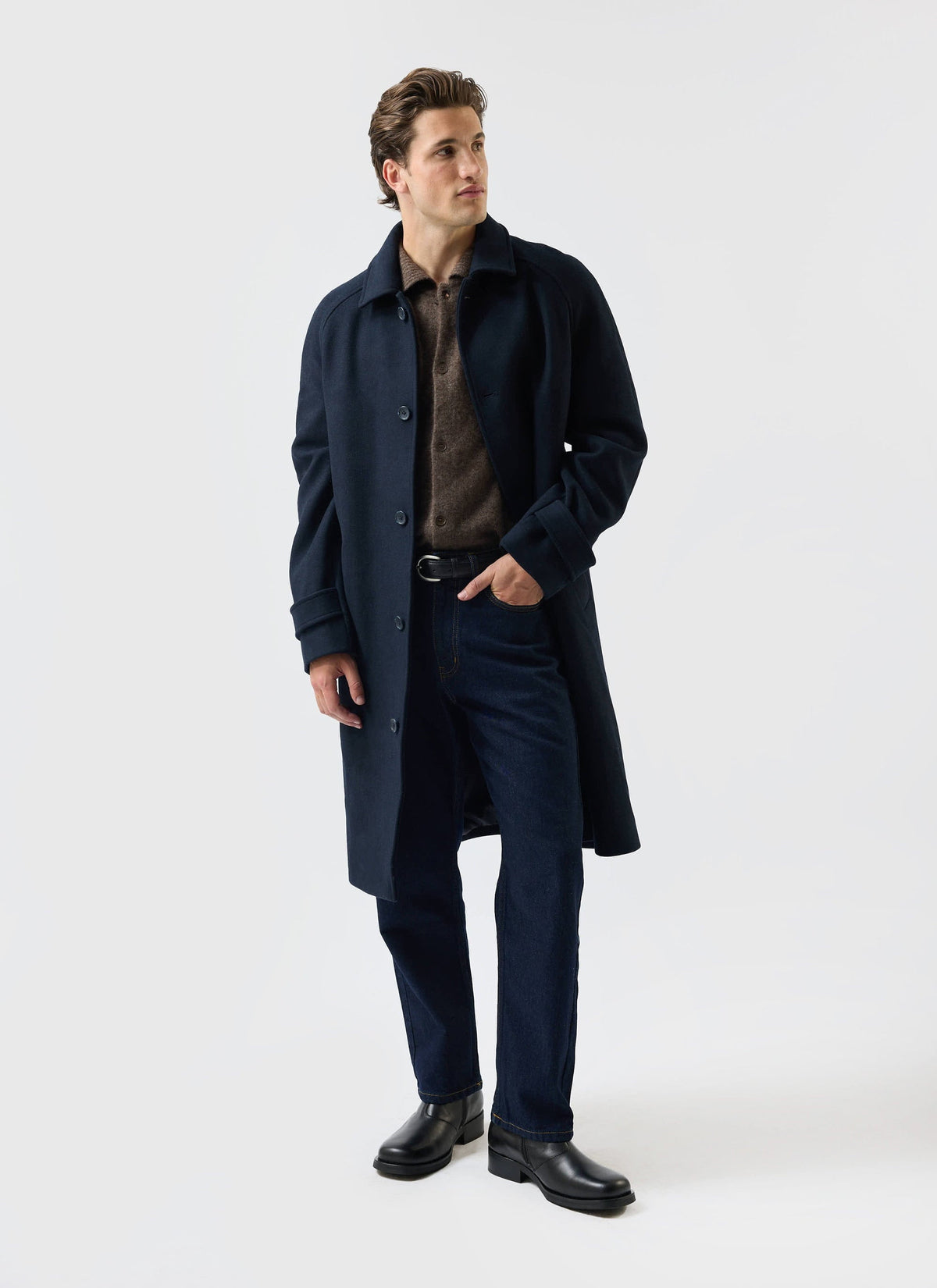 Men’s Car Coat - Wool Overcoat - Navy Blue | Percival Trending