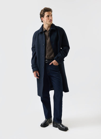 Men’s Car Coat - Wool Overcoat - Navy Blue | Percival Trending