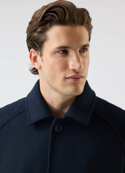 Men’s Car Coat - Wool Overcoat - Navy Blue | Percival Trending