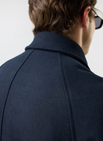 Men’s Car Coat - Wool Overcoat - Navy Blue | Percival Trending