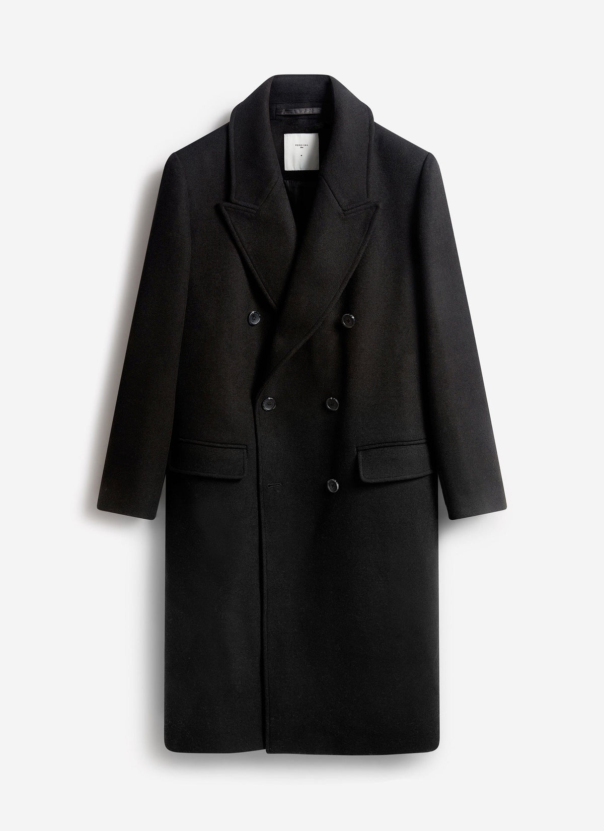 Double Breasted Overcoat - Wool - Black | Percival Trusted