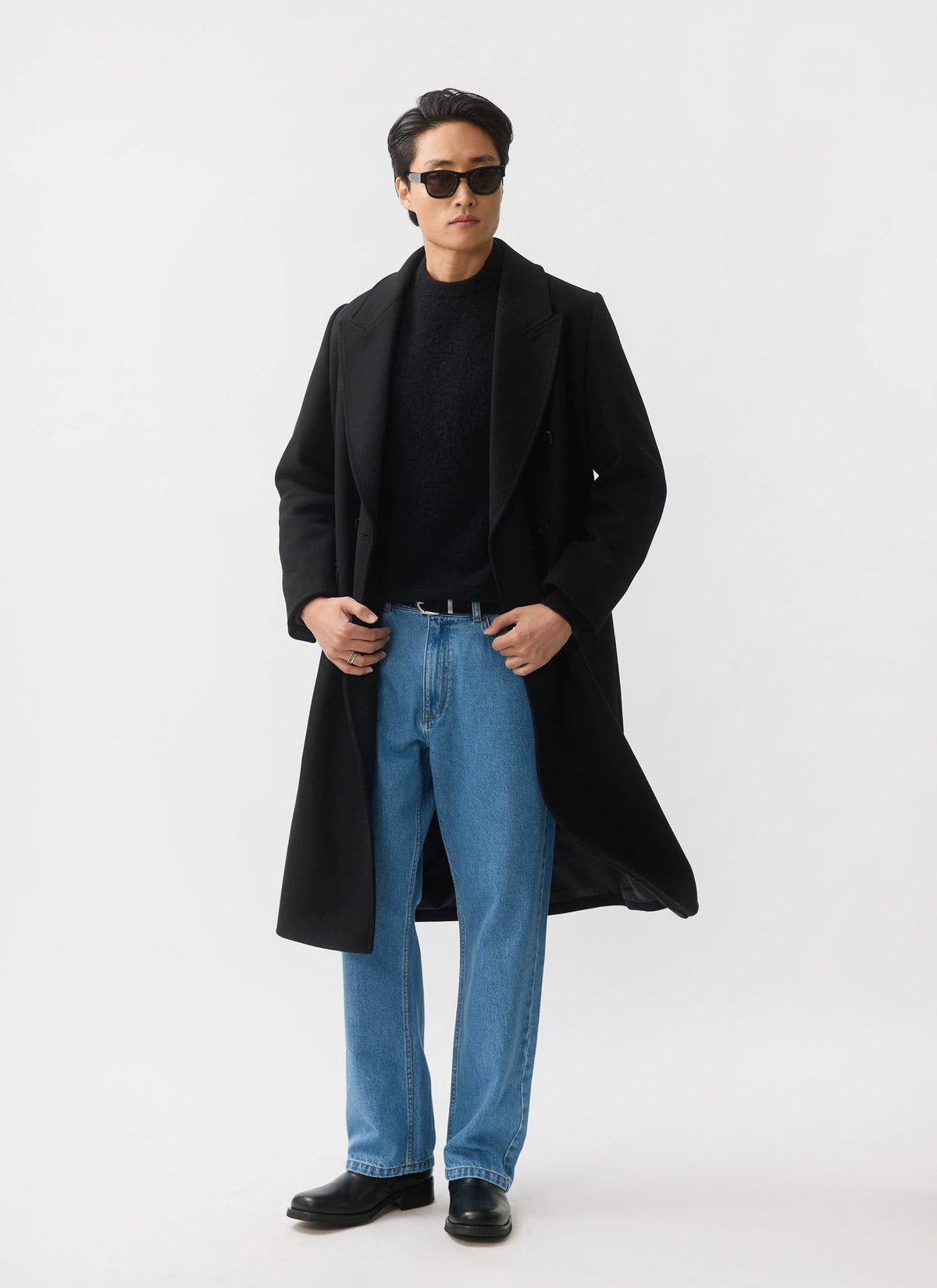 Double Breasted Overcoat - Wool - Black | Percival Trusted