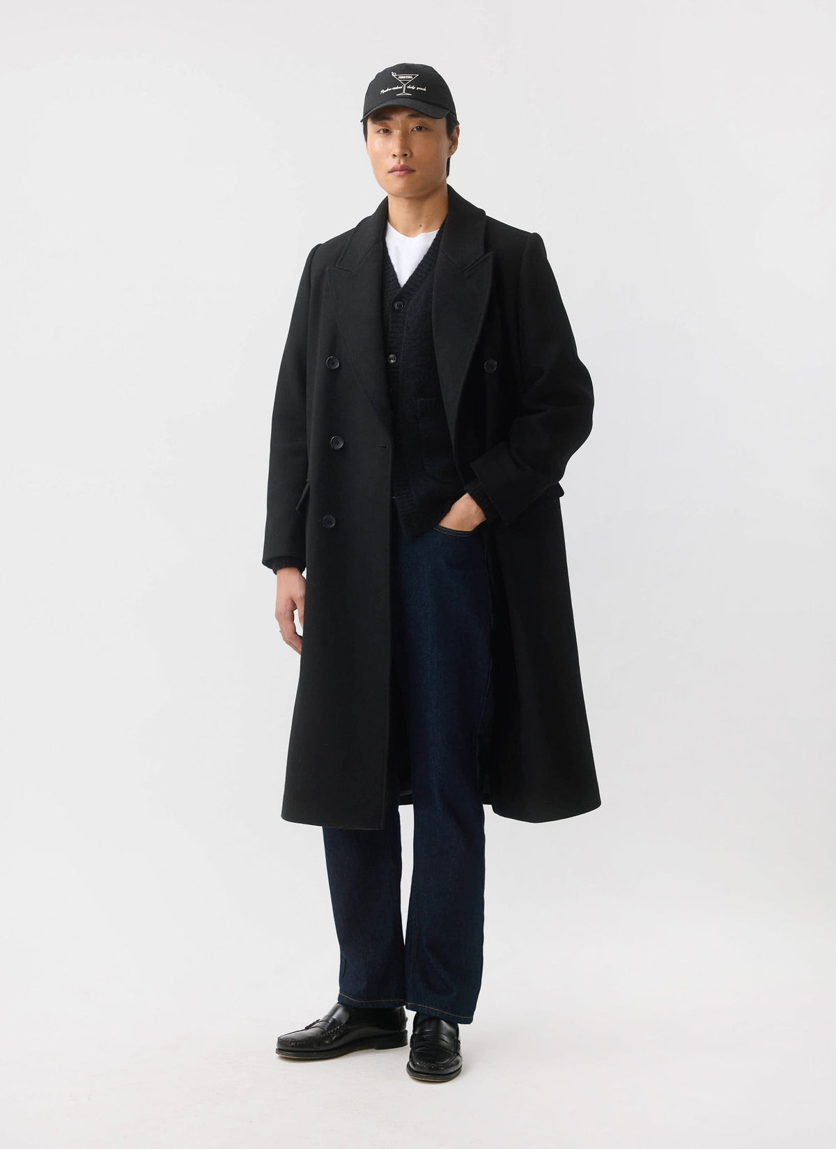 Double Breasted Overcoat - Wool - Black | Percival Trusted