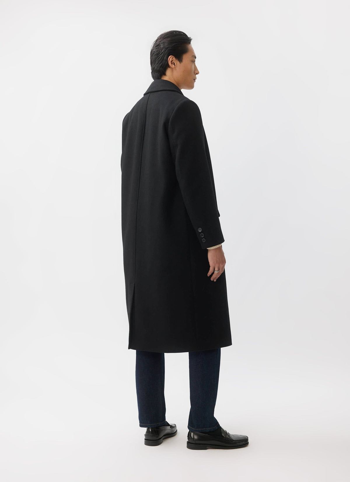 Double Breasted Overcoat - Wool - Black | Percival Trusted