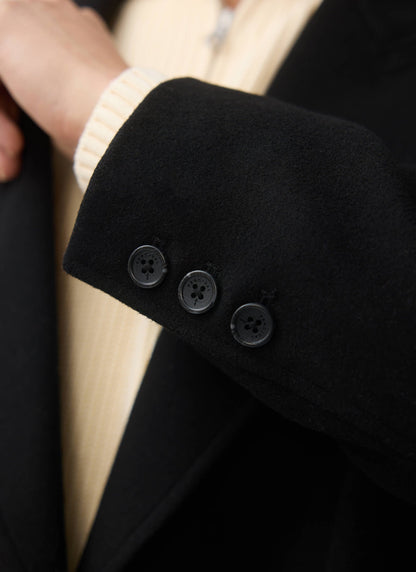 Double Breasted Overcoat - Wool - Black | Percival Trusted
