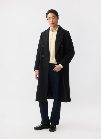 Double Breasted Overcoat - Wool - Black | Percival Trusted
