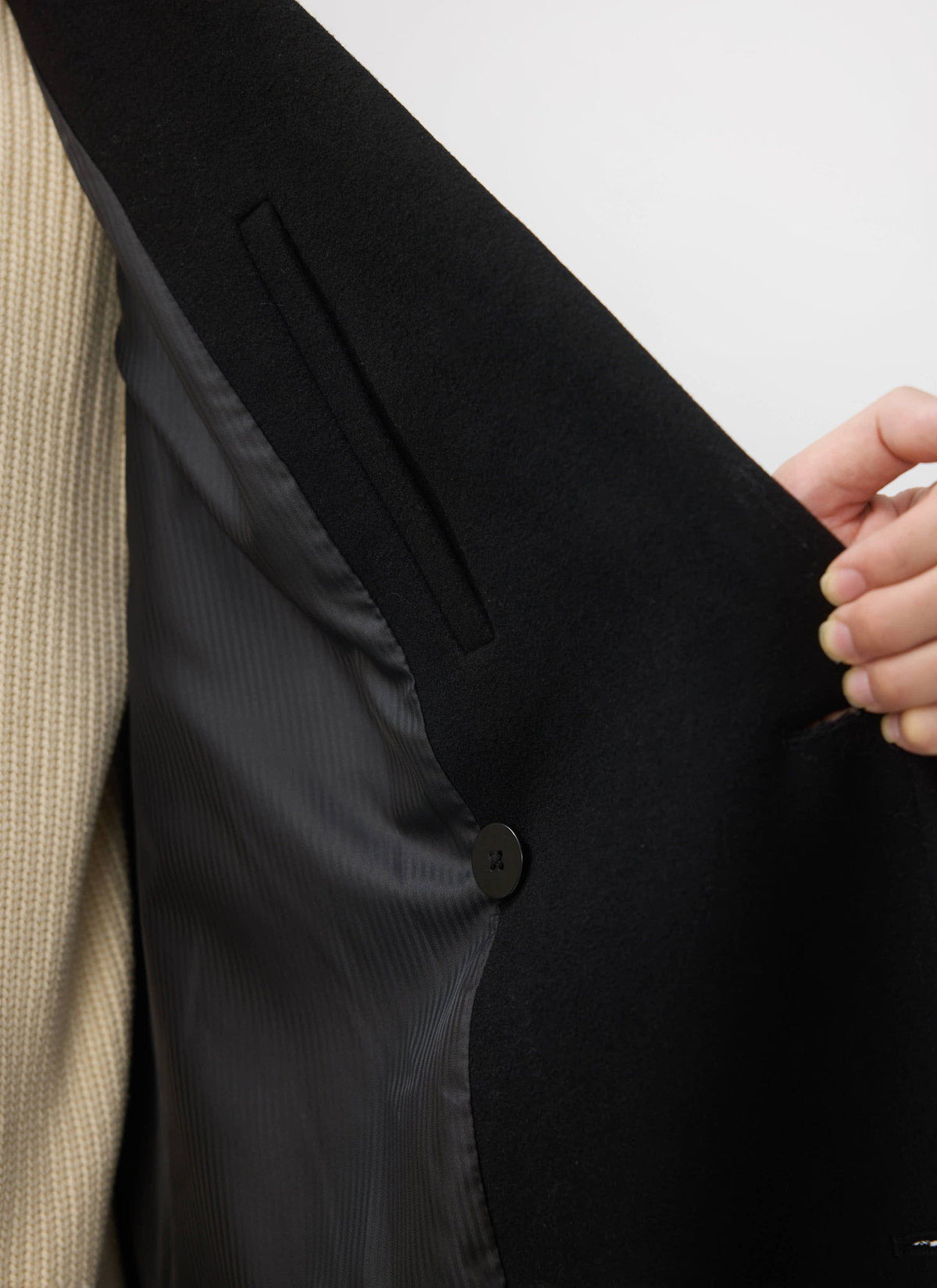 Double Breasted Overcoat - Wool - Black | Percival Trusted