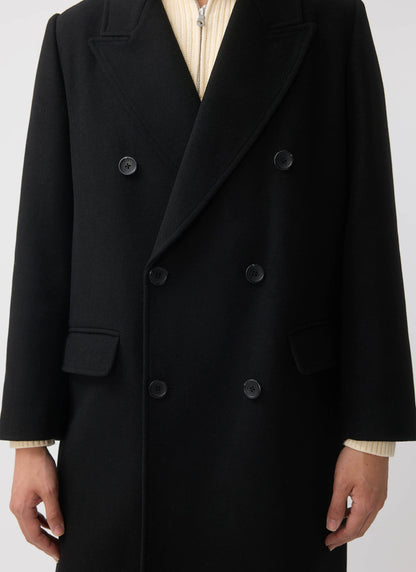 Double Breasted Overcoat - Wool - Black | Percival Trusted