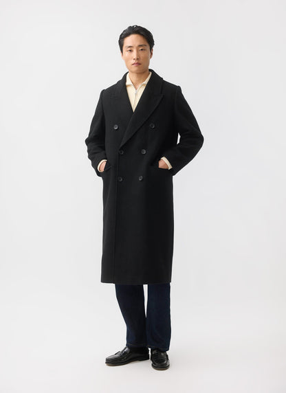 Double Breasted Overcoat - Wool - Black | Percival Trusted