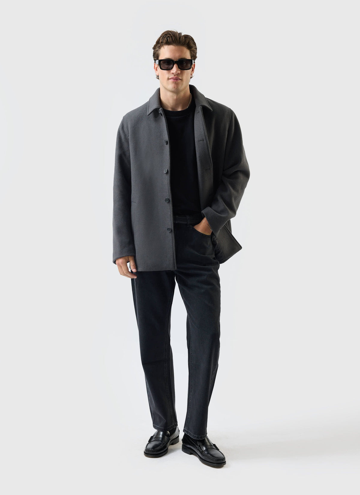 Peacoat - Melton Wool - Charcoal Grey | Percival Deals