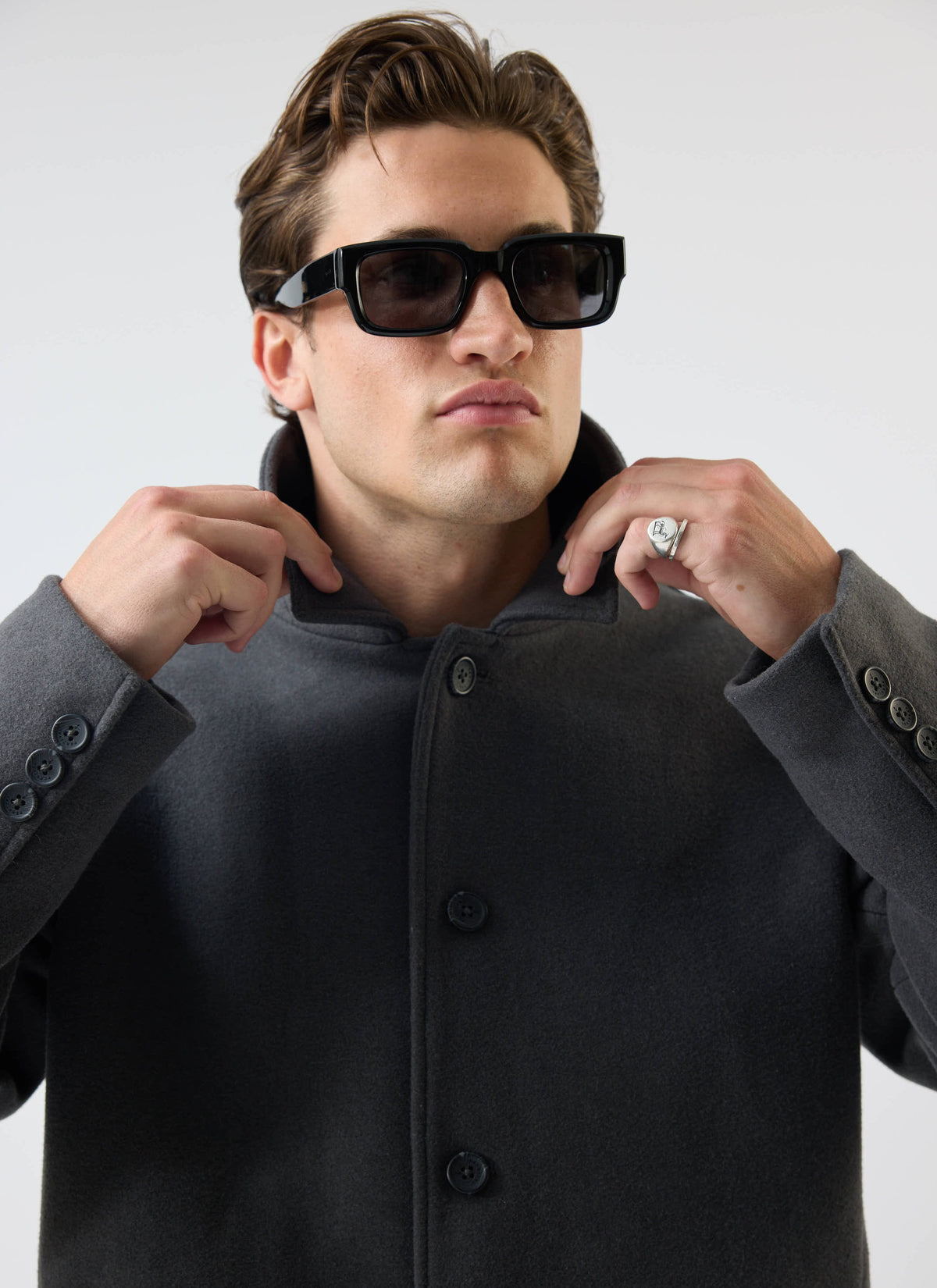 Peacoat - Melton Wool - Charcoal Grey | Percival Deals