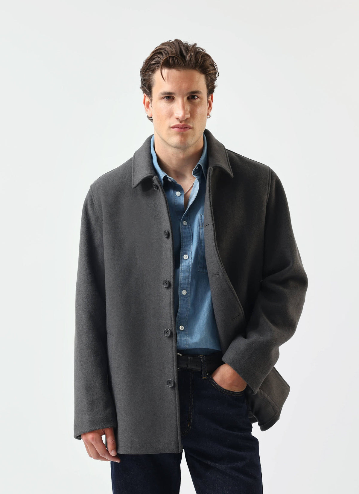 Peacoat - Melton Wool - Charcoal Grey | Percival Deals
