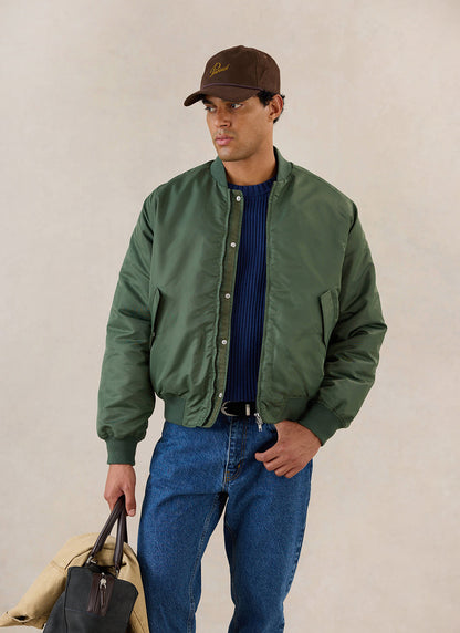 Men's Bomber Jacket - Nylon - Forest Green - Percival | Percival Latest