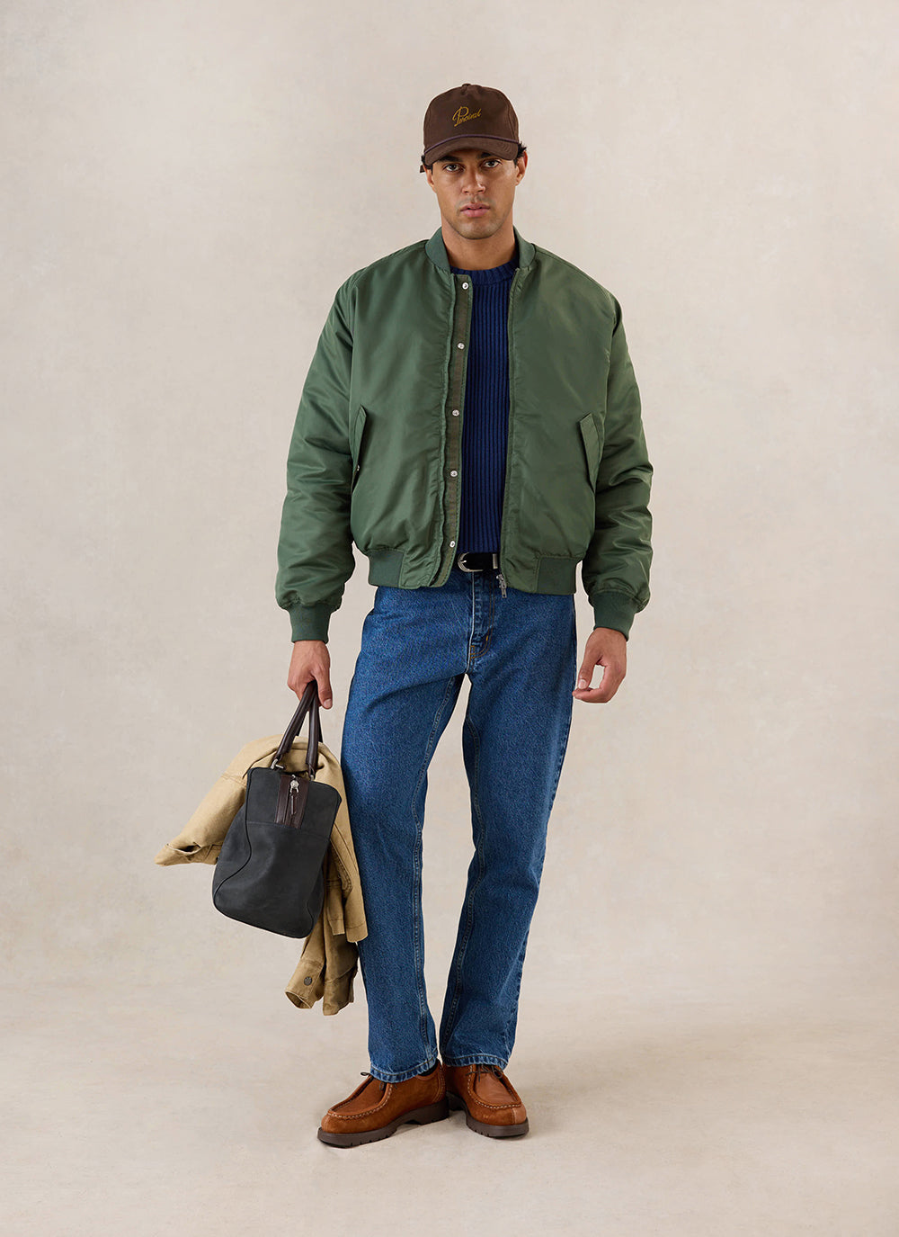 Men's Bomber Jacket - Nylon - Forest Green - Percival | Percival Latest