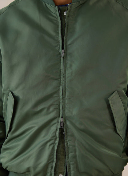 Men's Bomber Jacket - Nylon - Forest Green - Percival | Percival Latest