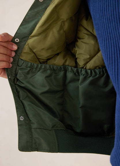 Men's Bomber Jacket - Nylon - Forest Green - Percival | Percival Latest