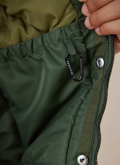 Men's Bomber Jacket - Nylon - Forest Green - Percival | Percival Latest