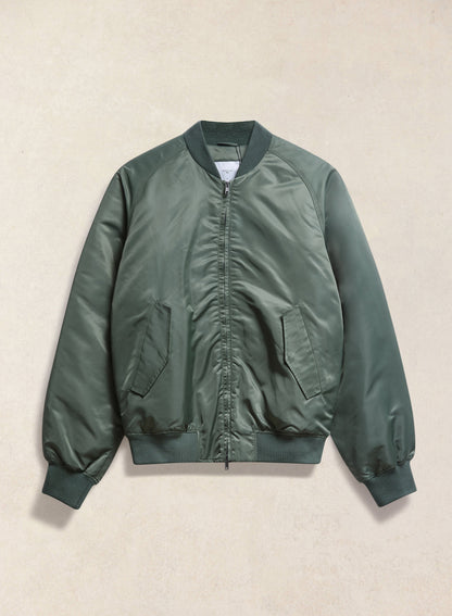 Men's Bomber Jacket - Nylon - Forest Green - Percival | Percival Latest
