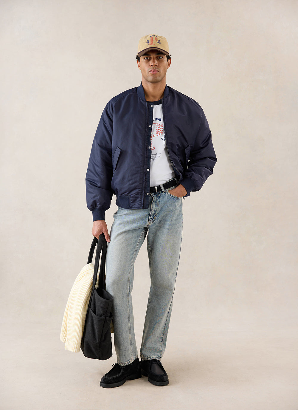 Men's Bomber Jacket - Nylon - Midnight Blue - Percival | Percival Signature