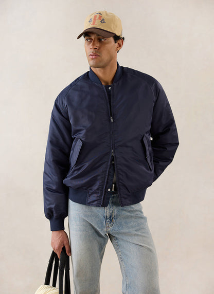 Men's Bomber Jacket - Nylon - Midnight Blue - Percival | Percival Signature