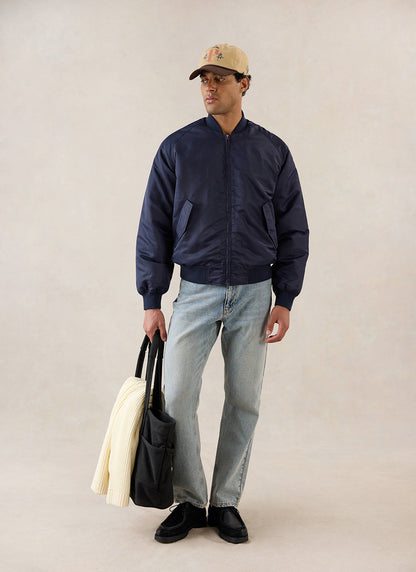 Men's Bomber Jacket - Nylon - Midnight Blue - Percival | Percival Signature