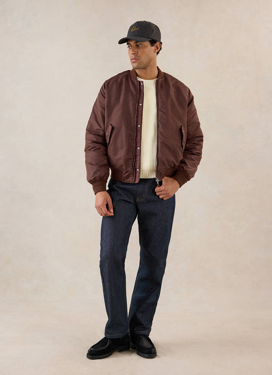 Men's Bomber Jacket - Nylon - Espresso Brown - Percival | Percival Value
