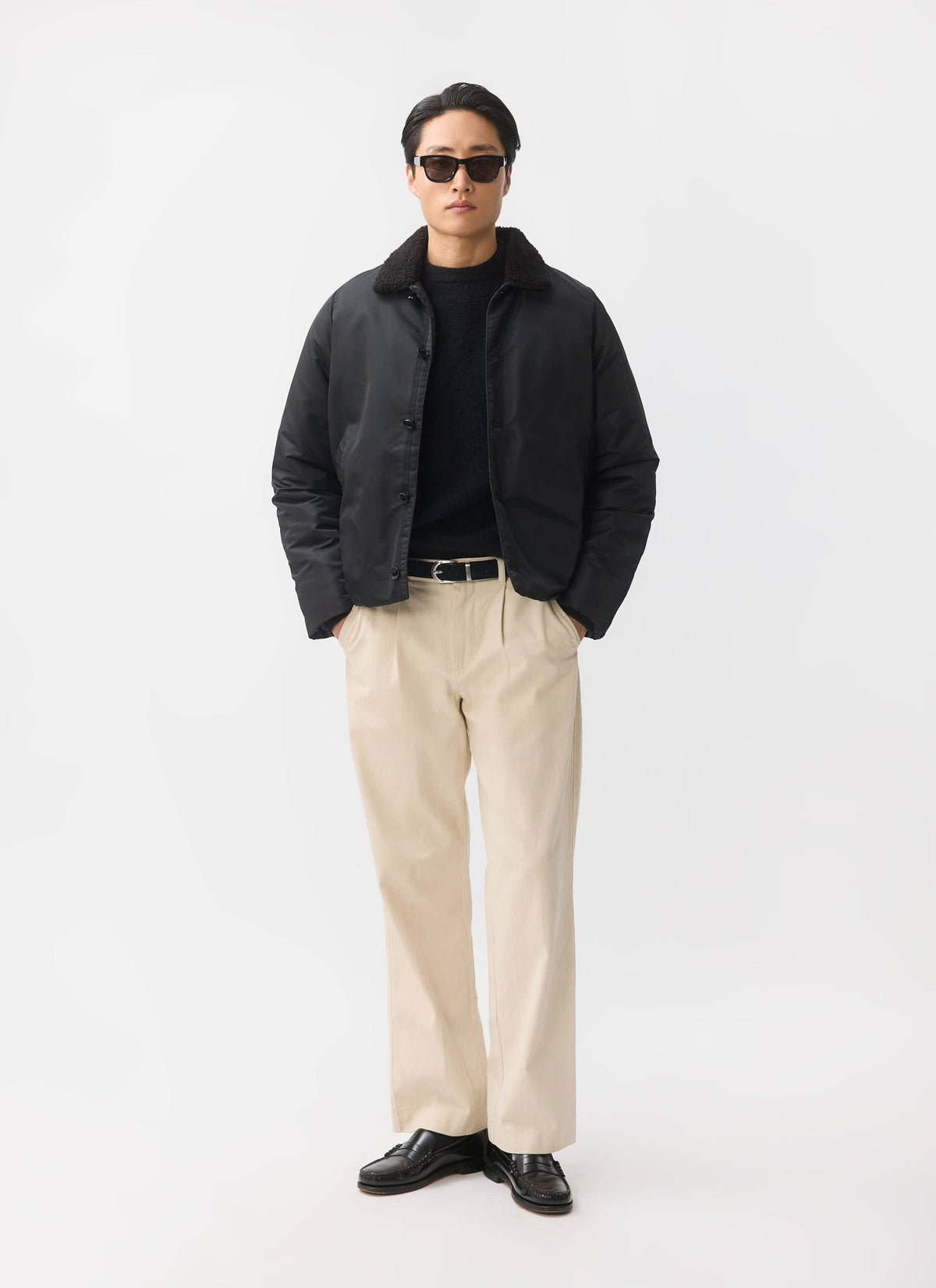 Doppio Bomber Jacket - Nylon - Black | Percival Popular