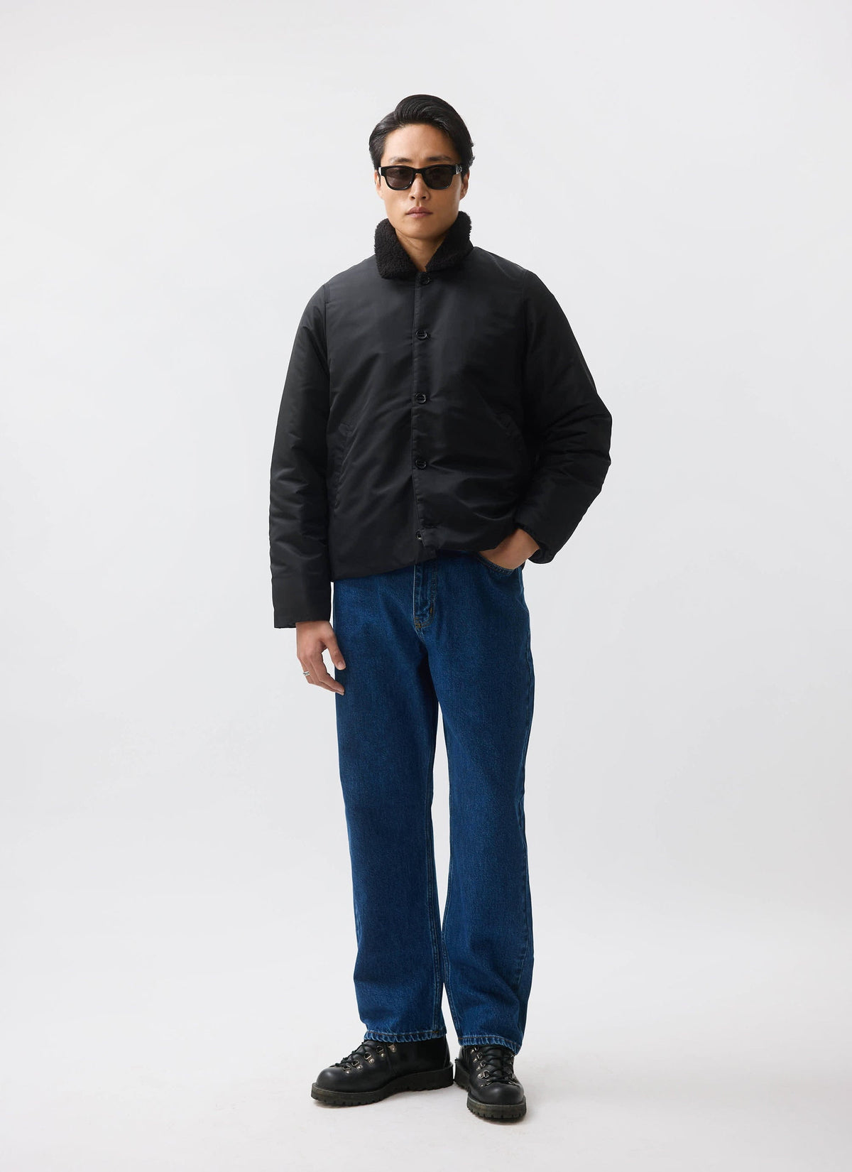 Doppio Bomber Jacket - Nylon - Black | Percival Popular