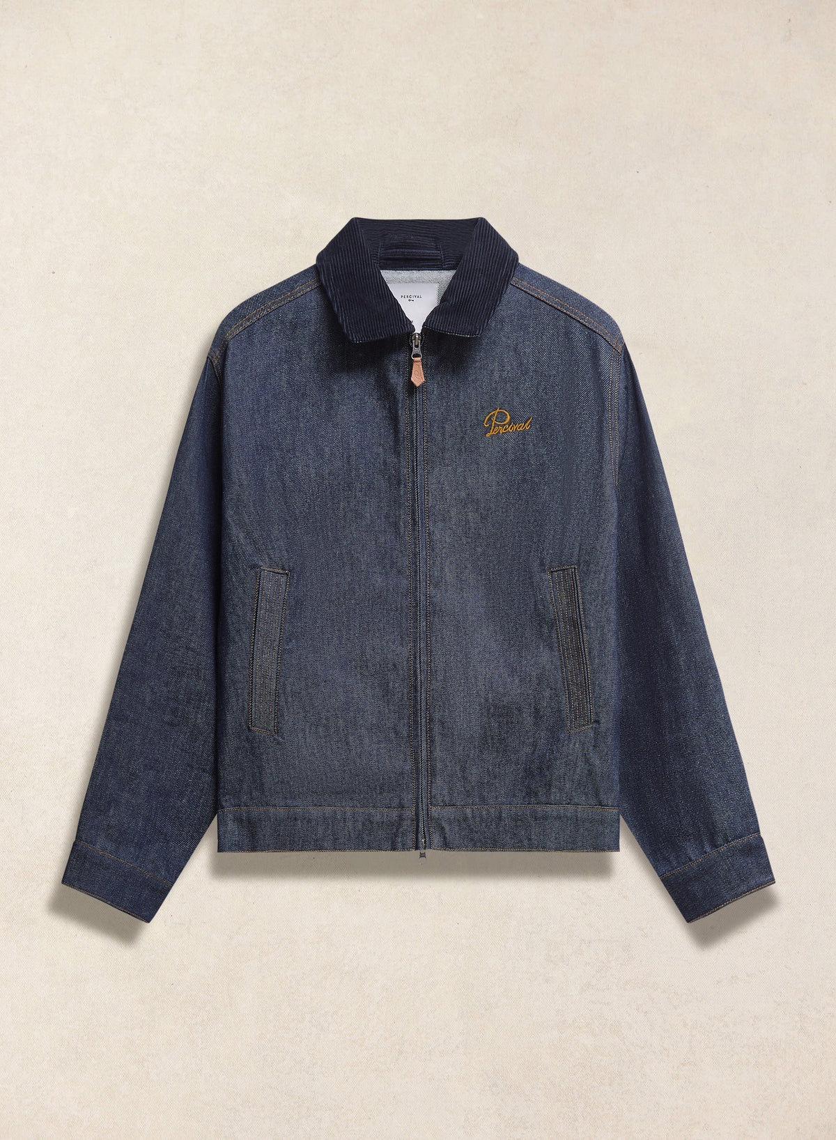 Men's Raw Denim Zip Jacket - Mackey - Indigo | Percival Premium
