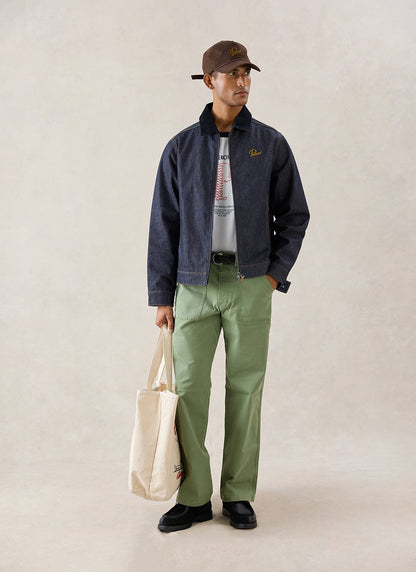 Men's Raw Denim Zip Jacket - Mackey - Indigo | Percival Premium