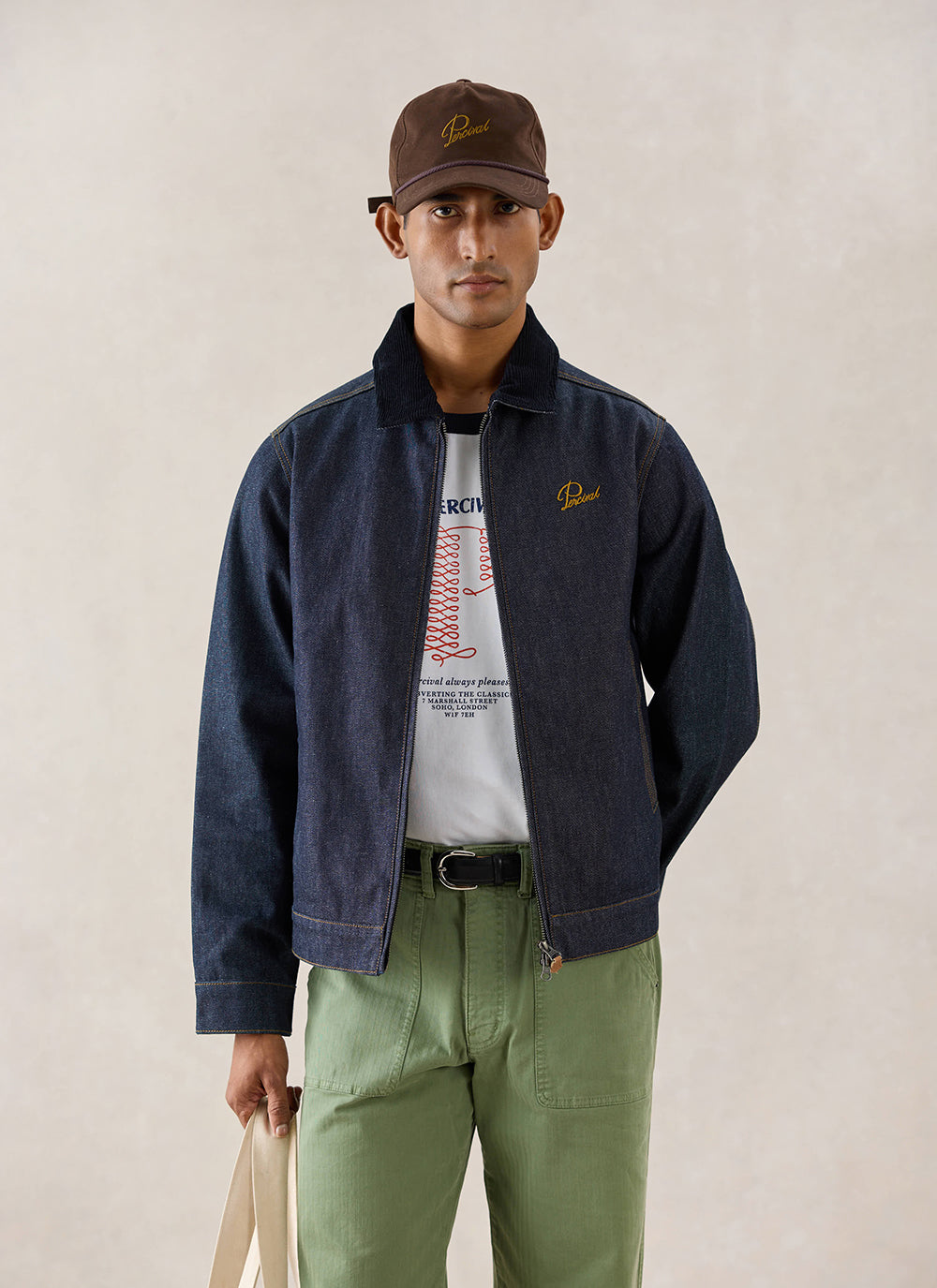 Men's Raw Denim Zip Jacket - Mackey - Indigo | Percival Premium