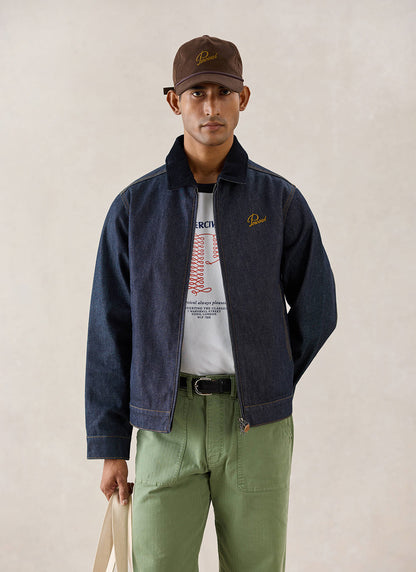 Men's Raw Denim Zip Jacket - Mackey - Indigo | Percival Premium
