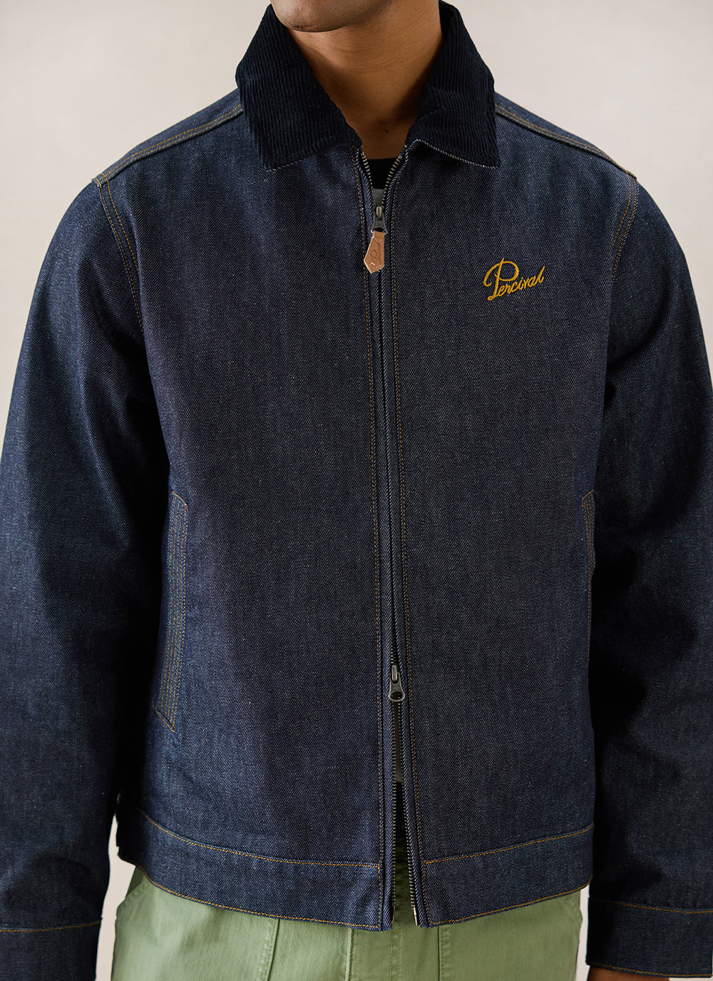 Men's Raw Denim Zip Jacket - Mackey - Indigo | Percival Premium