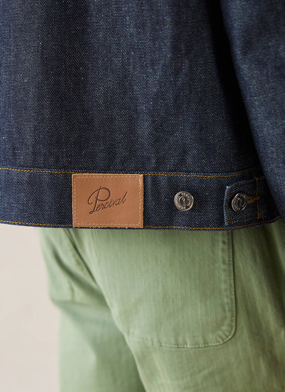 Men's Raw Denim Zip Jacket - Mackey - Indigo | Percival Premium