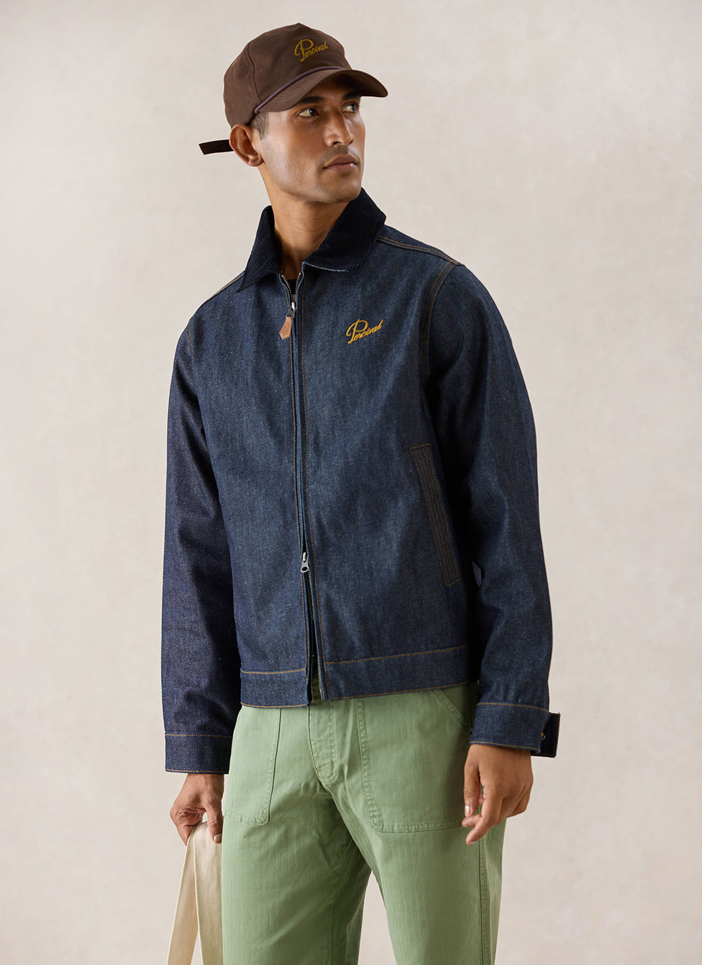 Men's Raw Denim Zip Jacket - Mackey - Indigo | Percival Premium