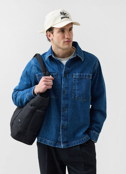 Men's Denim Overshirt - Cotton - Mid Wash Blue | Percival Deals