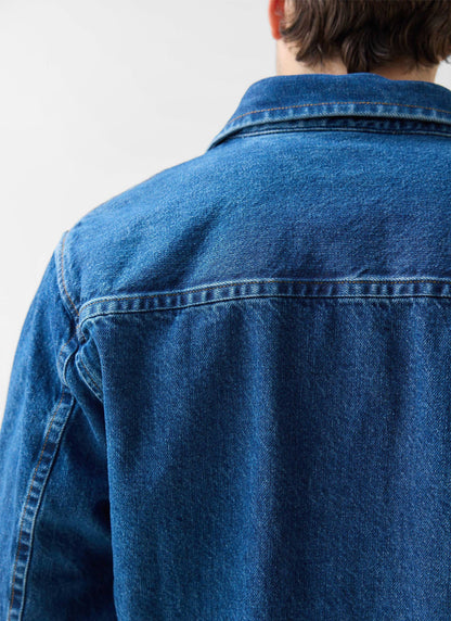 Men's Denim Overshirt - Cotton - Mid Wash Blue | Percival Deals