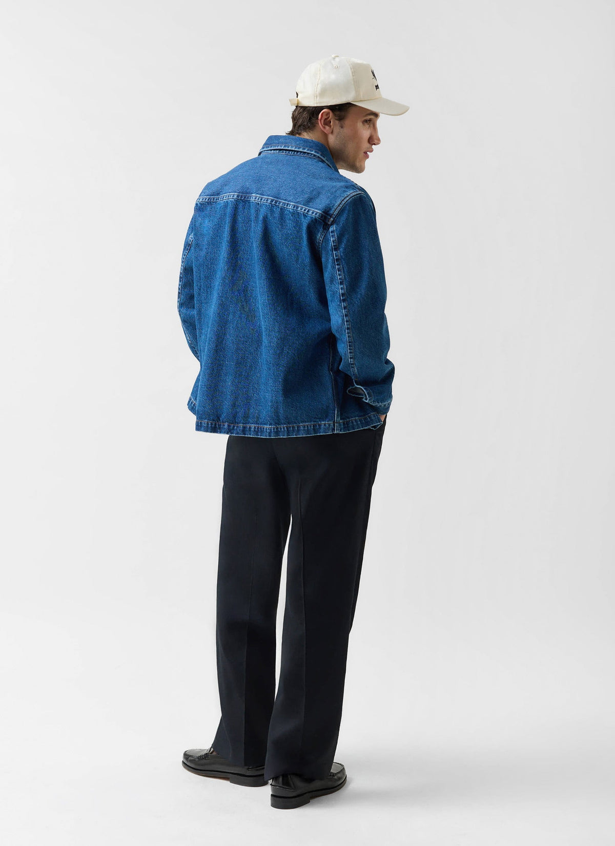 Men's Denim Overshirt - Cotton - Mid Wash Blue | Percival Deals