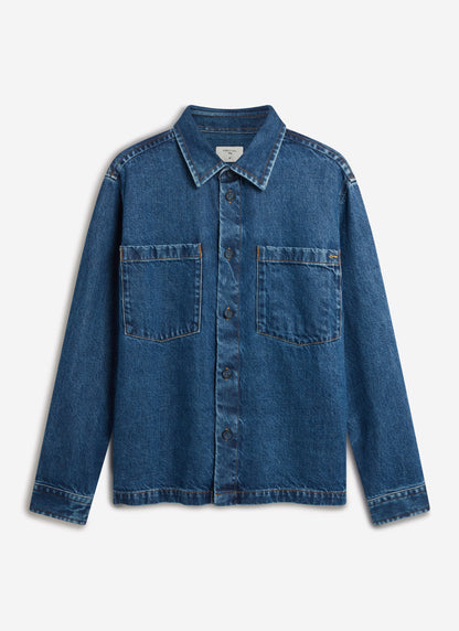 Men's Denim Overshirt - Cotton - Mid Wash Blue | Percival Deals