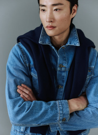 Men's Denim Trucker Jacket - Light Wash Blue | Percival Signature